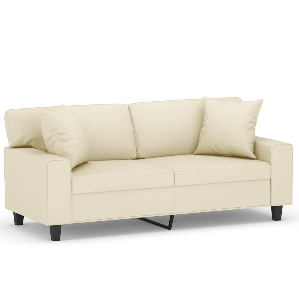 Canapea cu 2 locuri cu pernuțe, crem, 140 cm, piele ecologică GartenMobel Dekor