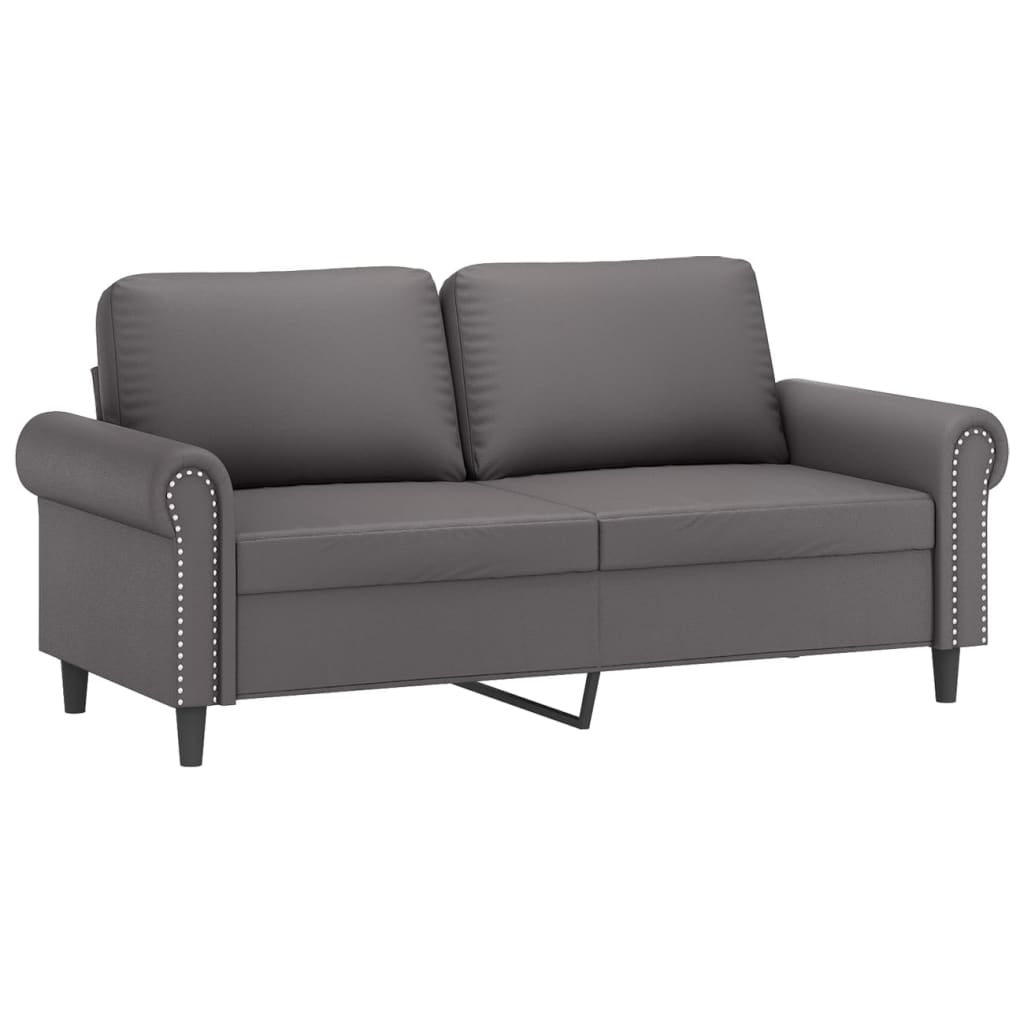 Canapea cu 2 locuri cu pernuțe, gri, 140 cm, piele ecologică GartenMobel Dekor