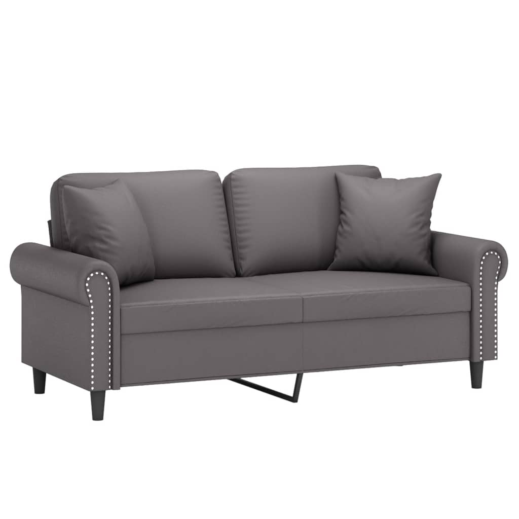 Canapea cu 2 locuri cu pernuțe, gri, 140 cm, piele ecologică GartenMobel Dekor