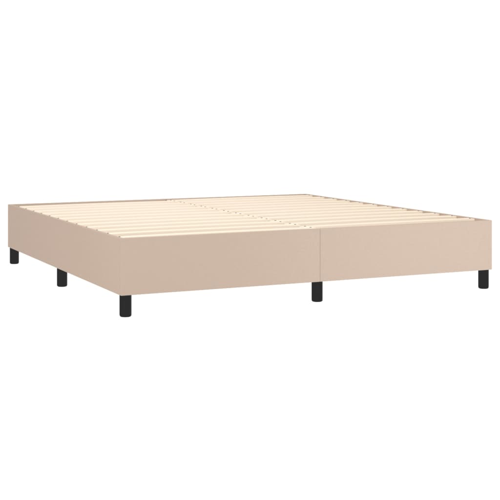 Pat continental cu saltea, cappuccino, 200x200 cm, piele eco GartenMobel Dekor