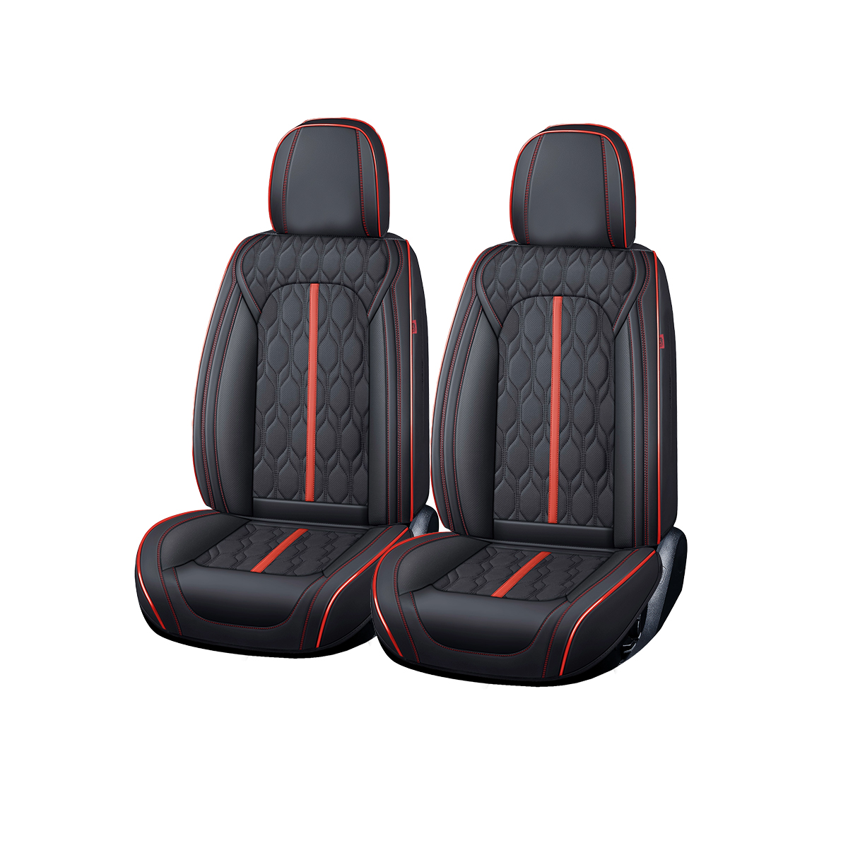 Huse auto premium 5 locuri Carguard Deluxe piele ecologică perforată - negru - rosu Best CarHome