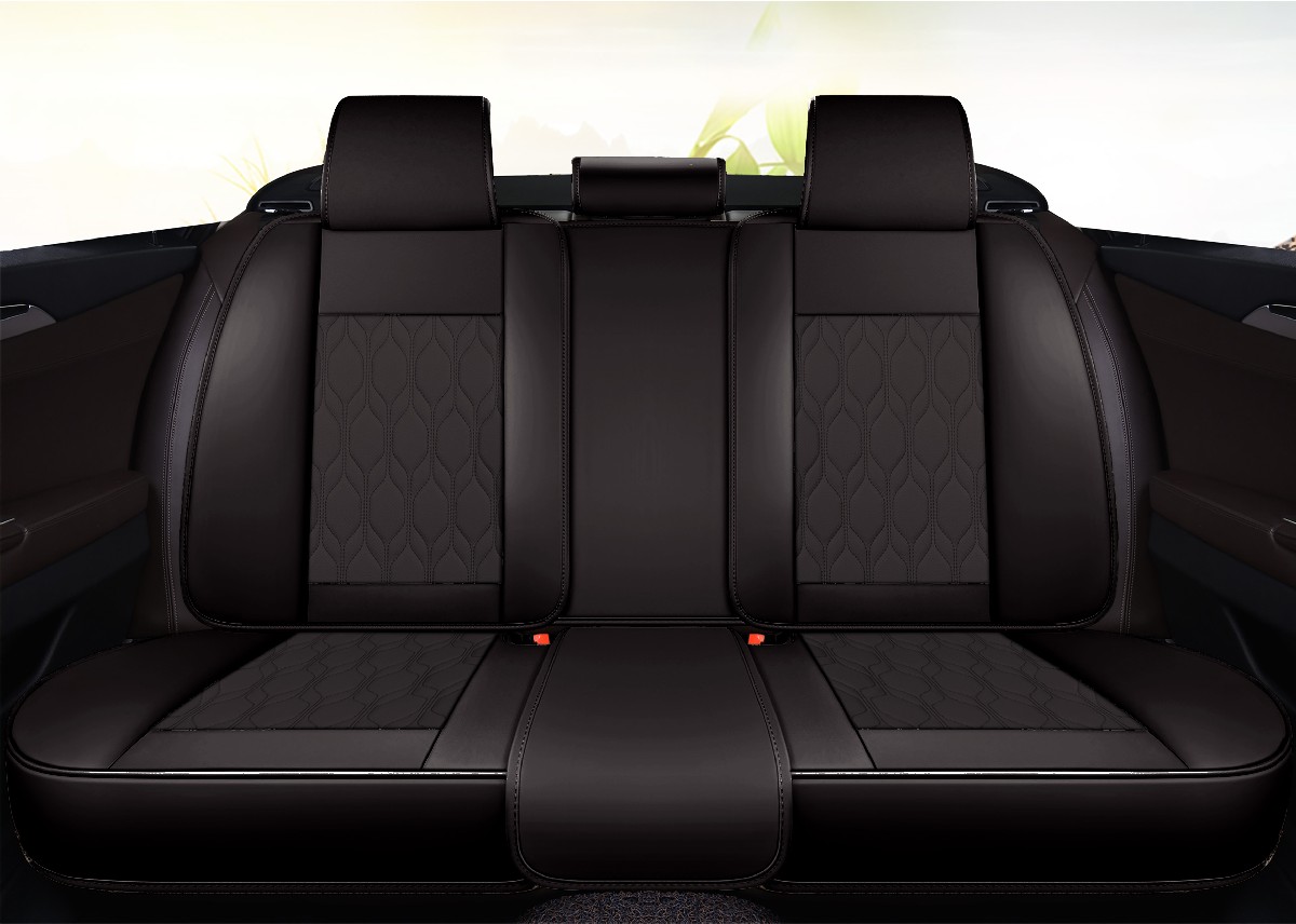 Huse auto premium 5 locuri Carguard Deluxe piele ecologică perforată - negru - rosu Best CarHome