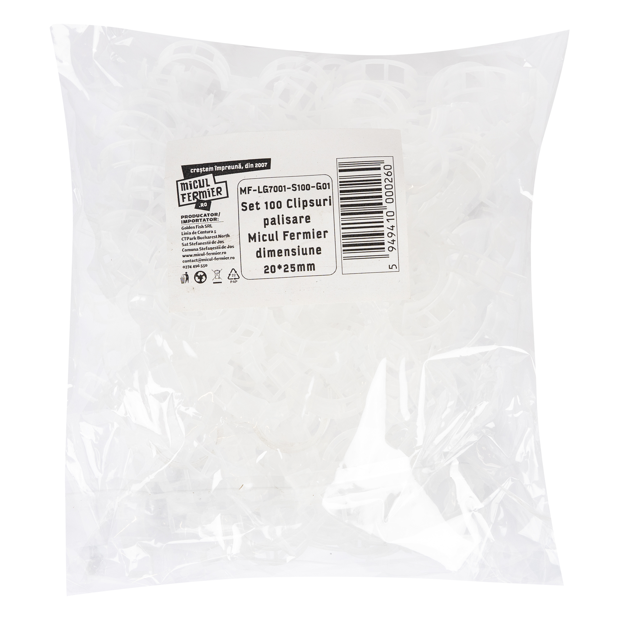 Set 100 Clipsuri palisare Micul Fermier dimensiune 20*25mm FarmGarden AgroTrade