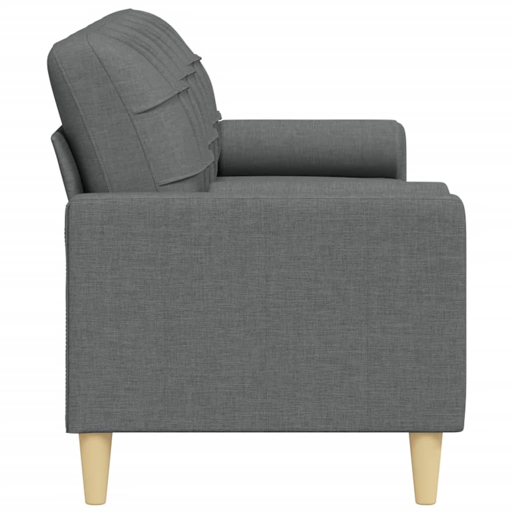 Canapea cu 3 locuri cu pernuțe, gri închis, 210 cm, textil GartenMobel Dekor