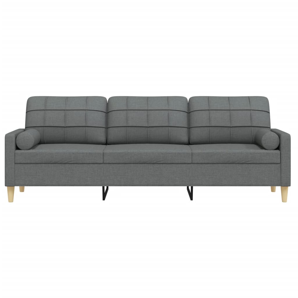 Canapea cu 3 locuri cu pernuțe, gri închis, 210 cm, textil GartenMobel Dekor