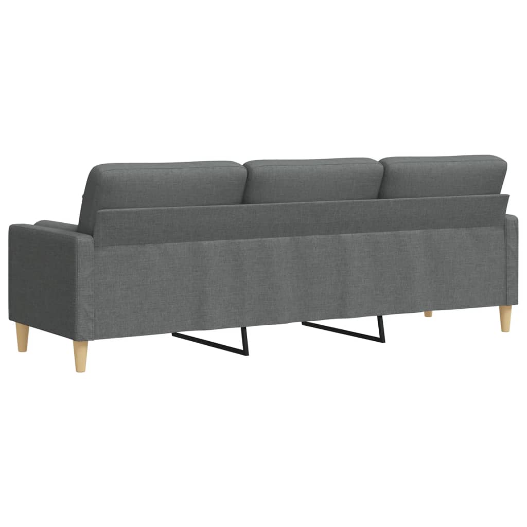 Canapea cu 3 locuri cu pernuțe, gri închis, 210 cm, textil GartenMobel Dekor