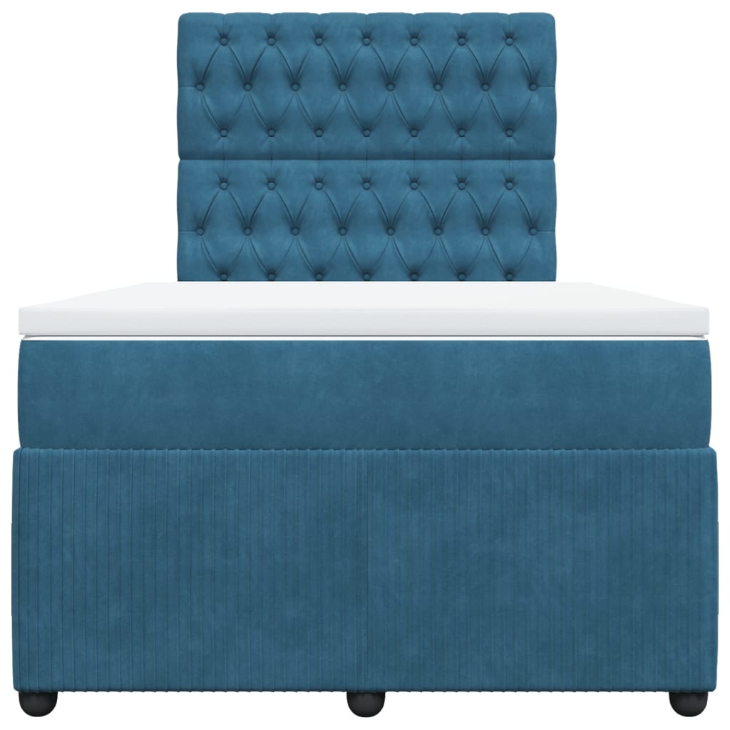 Pat box spring cu saltea, albastru închis, 120x200 cm, catifea GartenMobel Dekor