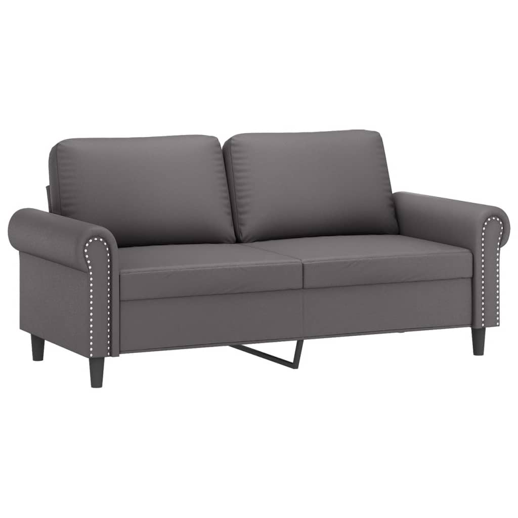 Set de canapele cu perne, 3 piese, gri, piele ecologică GartenMobel Dekor