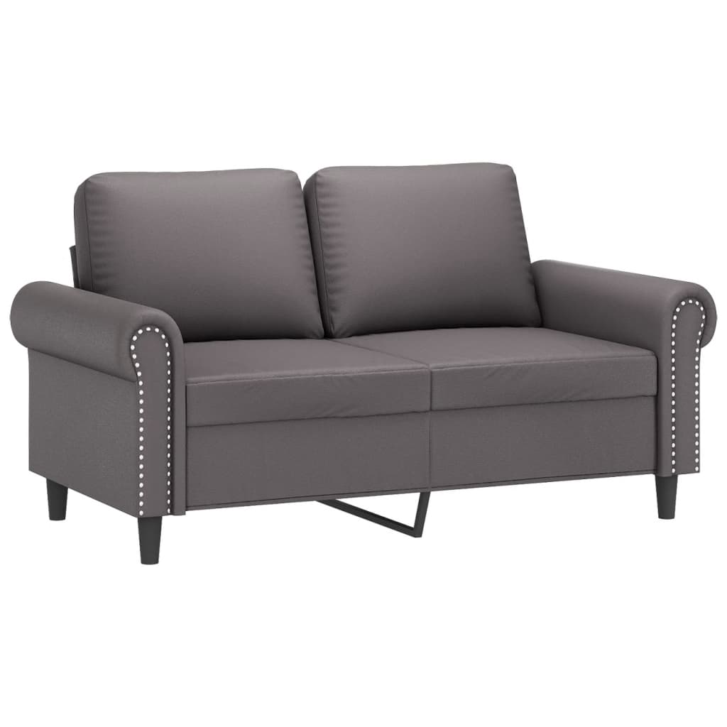 Set de canapele cu perne, 3 piese, gri, piele ecologică GartenMobel Dekor