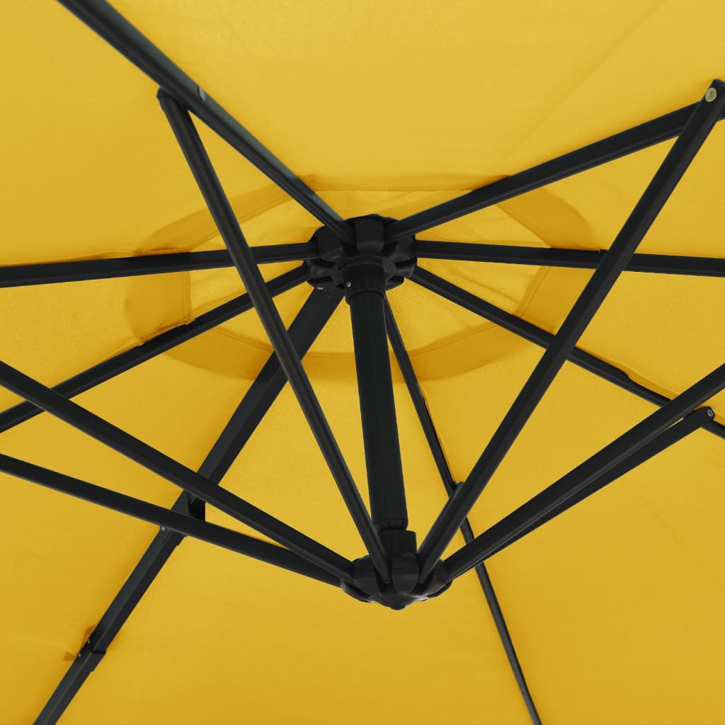 Umbrelă de soare montată pe perete, cu LED-uri, galben, 290 cm GartenMobel Dekor