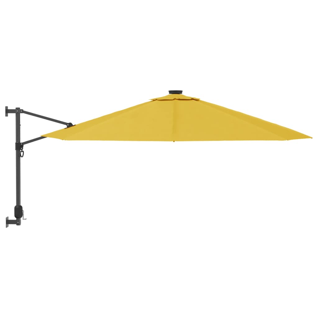 Umbrelă de soare montată pe perete, cu LED-uri, galben, 290 cm GartenMobel Dekor