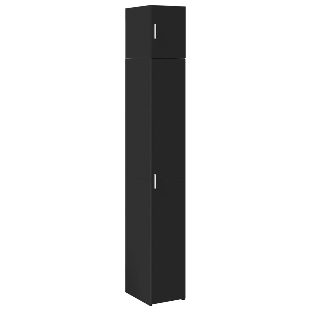 Dulap depozitare slim negru 30x42,5x225 cm lemn prelucrat GartenMobel Dekor