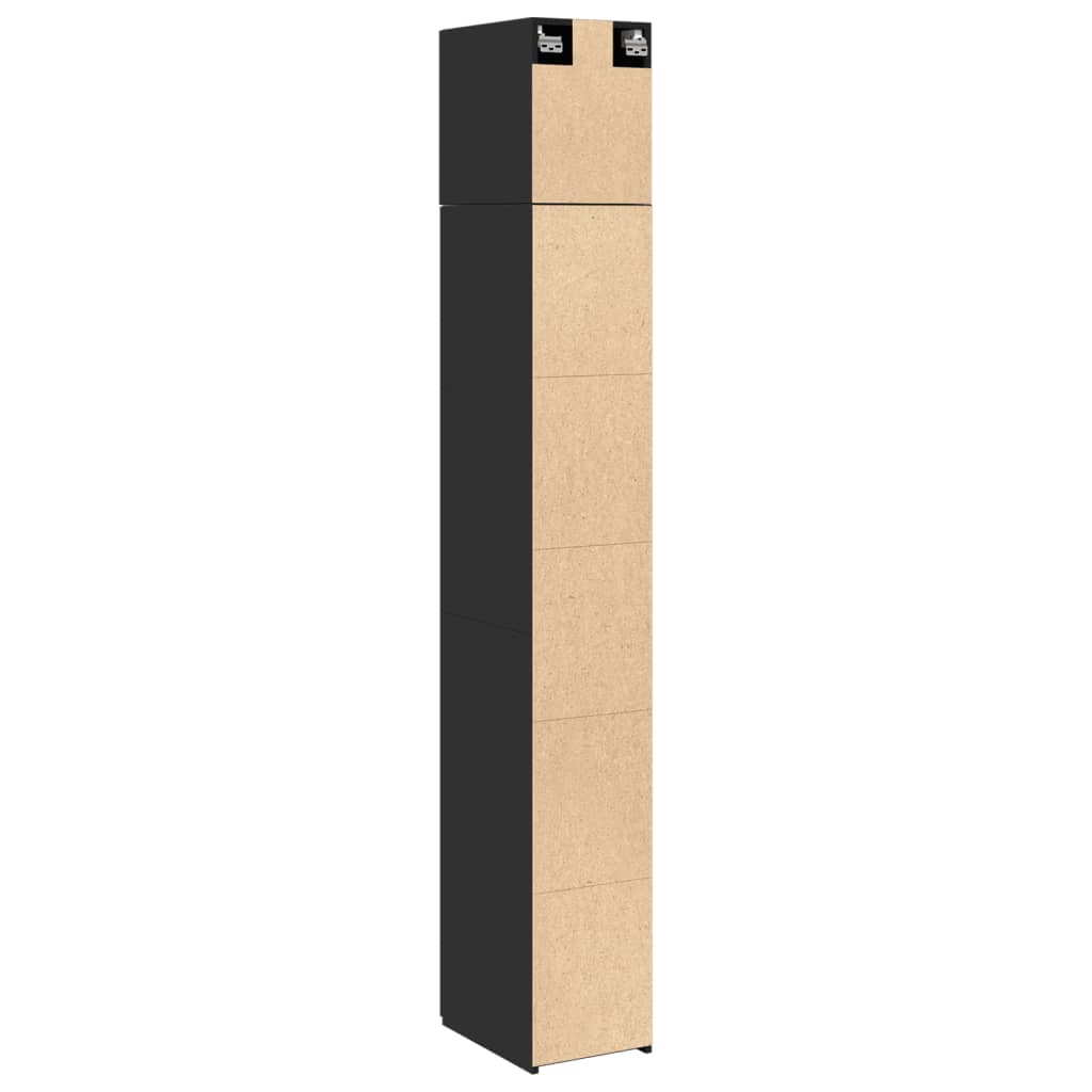 Dulap depozitare slim negru 30x42,5x225 cm lemn prelucrat GartenMobel Dekor