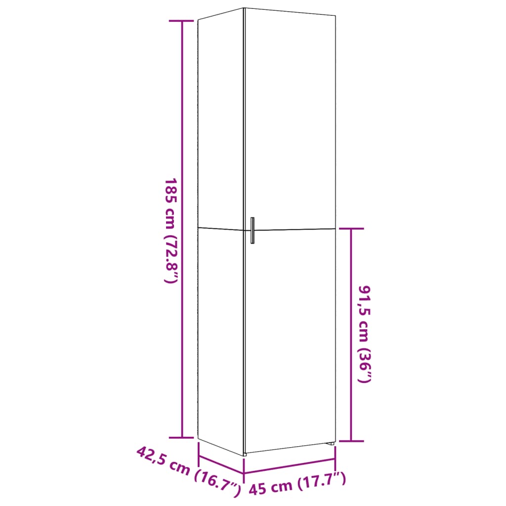 Dulap înalt, gri beton, 45x42,5x185 cm, lemn compozit GartenMobel Dekor