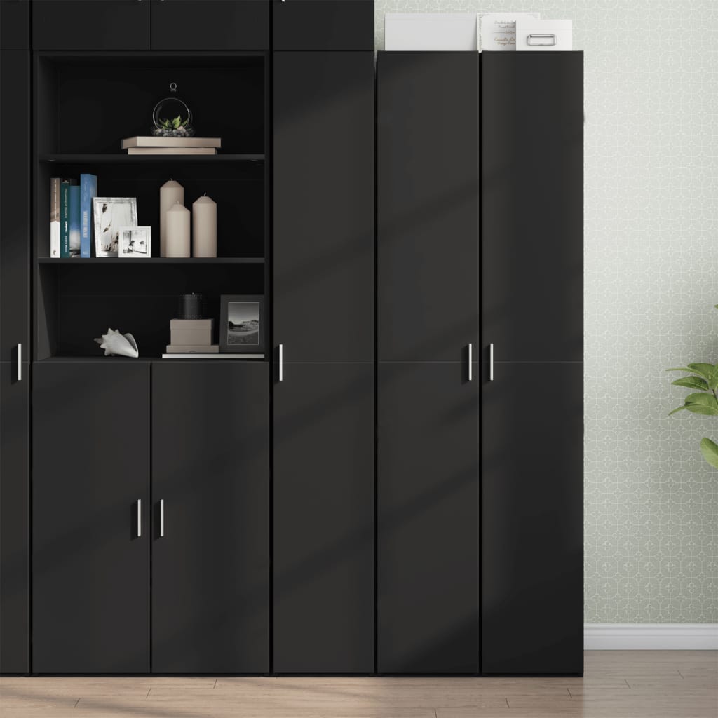 Dulap înalt, negru, 30x42,5x185 cm, lemn prelucrat GartenMobel Dekor
