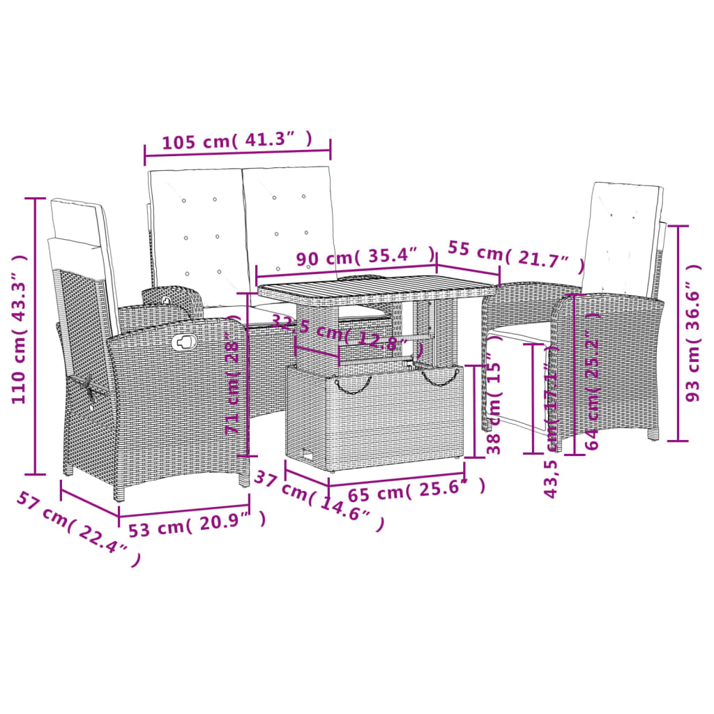 Set canapele de grădină, 4 piese, cu perne, bej, poliratan GartenMobel Dekor