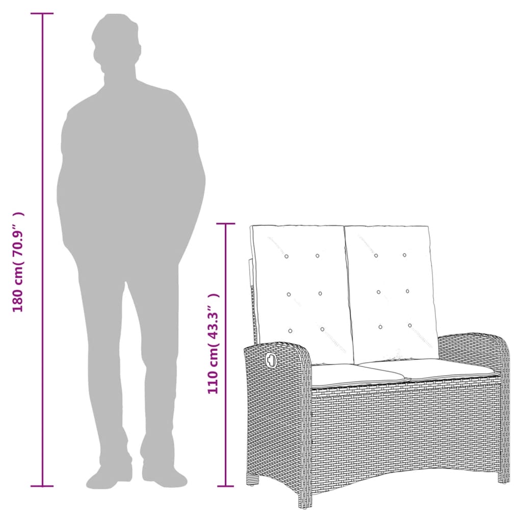 Set mobilier de grădină, 2 piese, cu perne, bej, poliratan GartenMobel Dekor