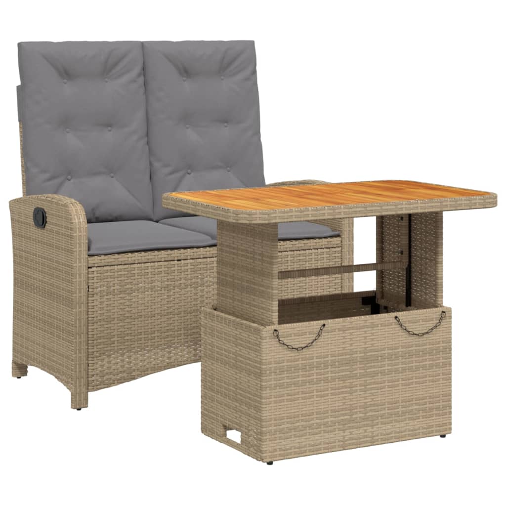 Set mobilier de grădină, 2 piese, cu perne, bej, poliratan GartenMobel Dekor
