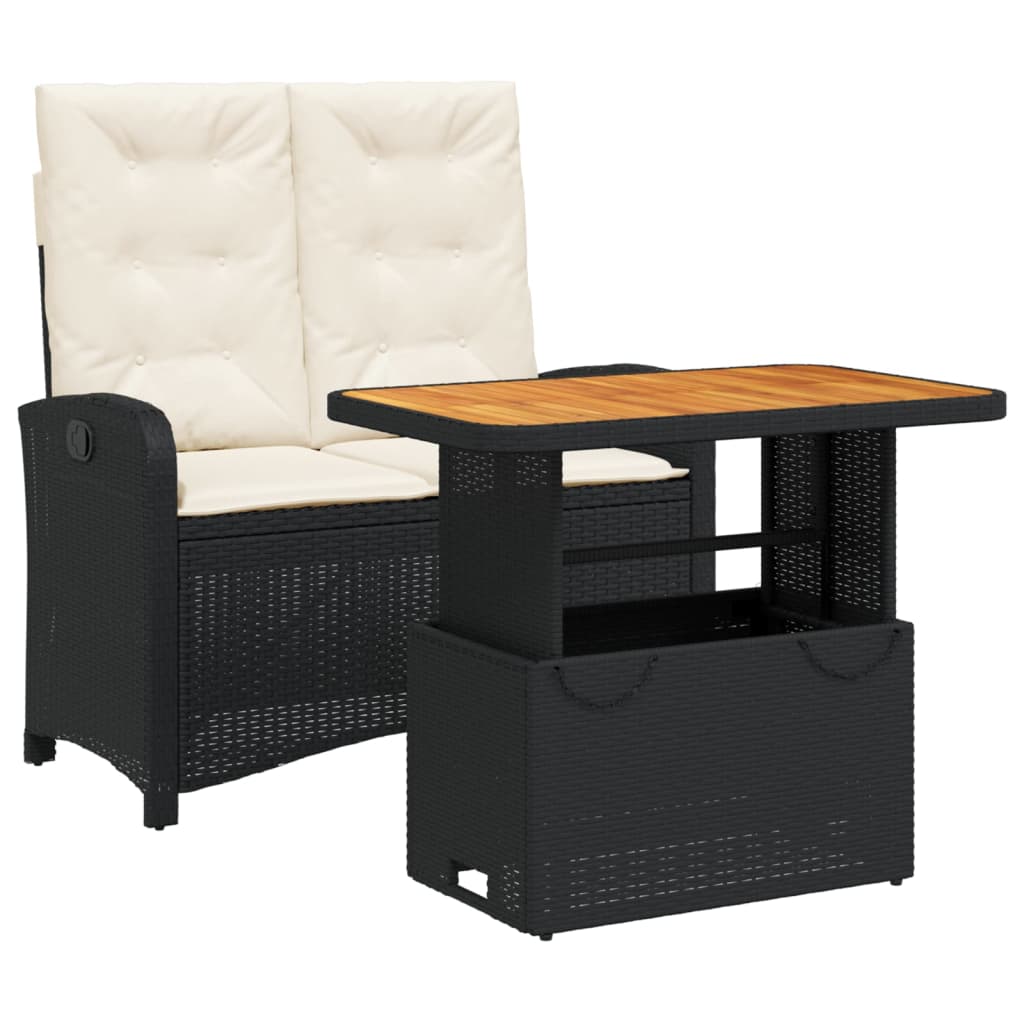 Set mobilier de grădină cu perne, 2 piese, negru, poliratan GartenMobel Dekor