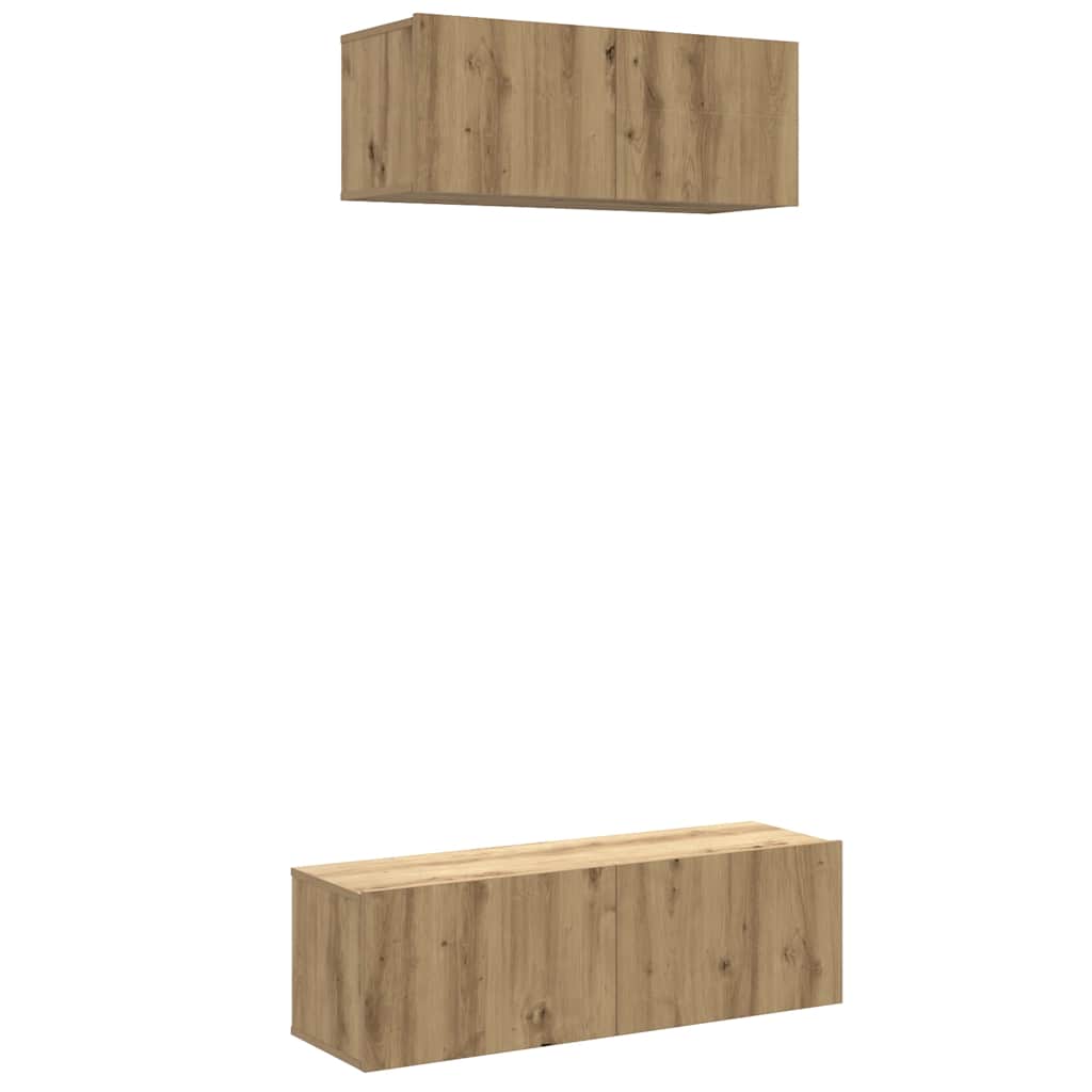 Set dulap TV 2 piese montat pe perete Stejar artizanal GartenMobel Dekor