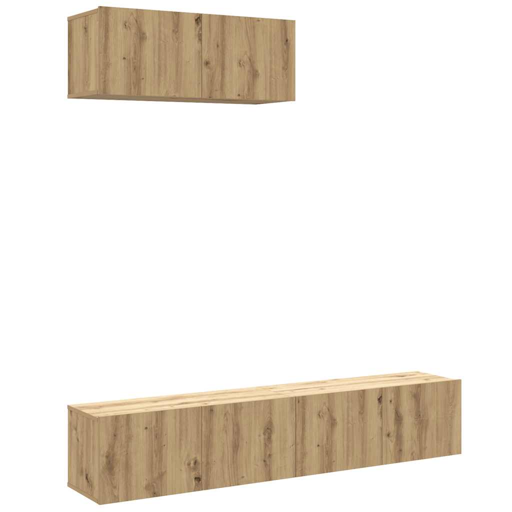 Set dulap TV 3 piese montat pe perete Stejar artizanal GartenMobel Dekor