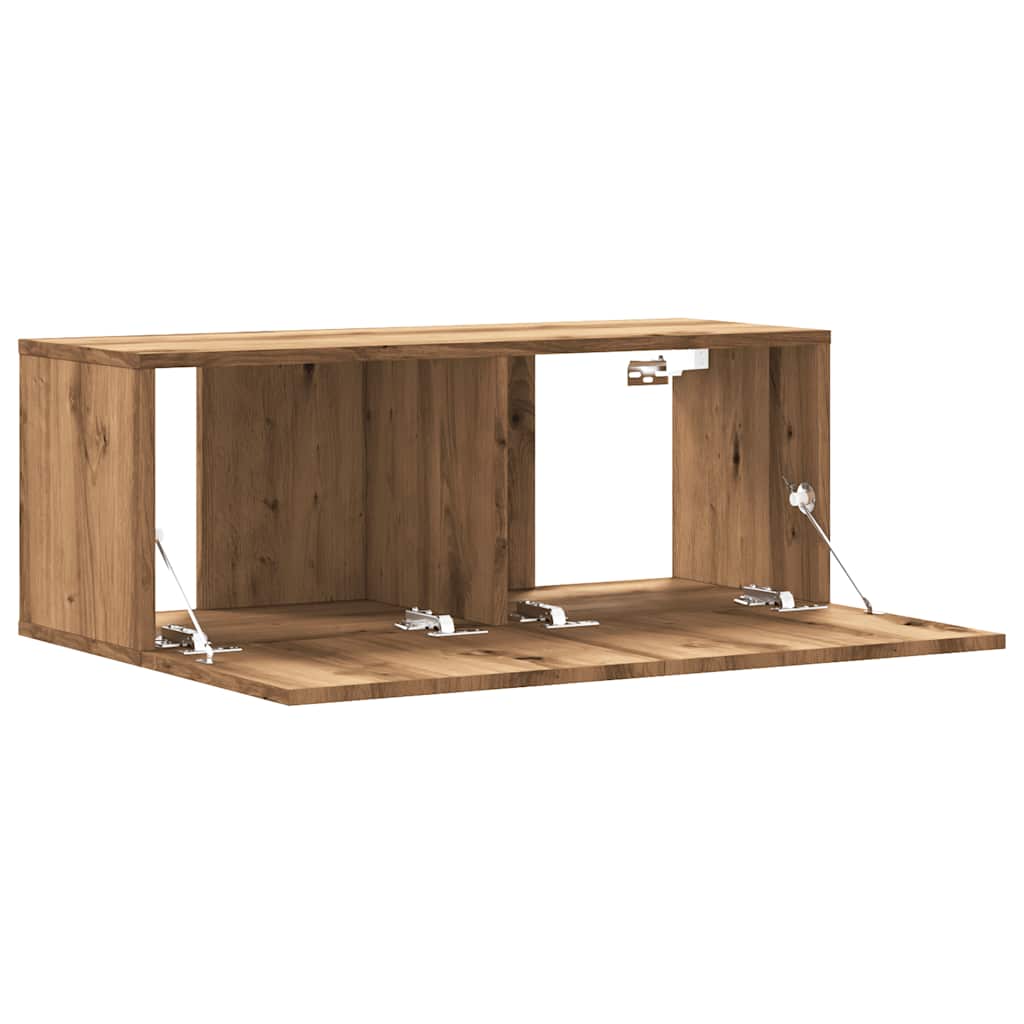 Dulap TV perete, stejar artizanal, 80x30x30 cm, lemn prelucrat GartenMobel Dekor