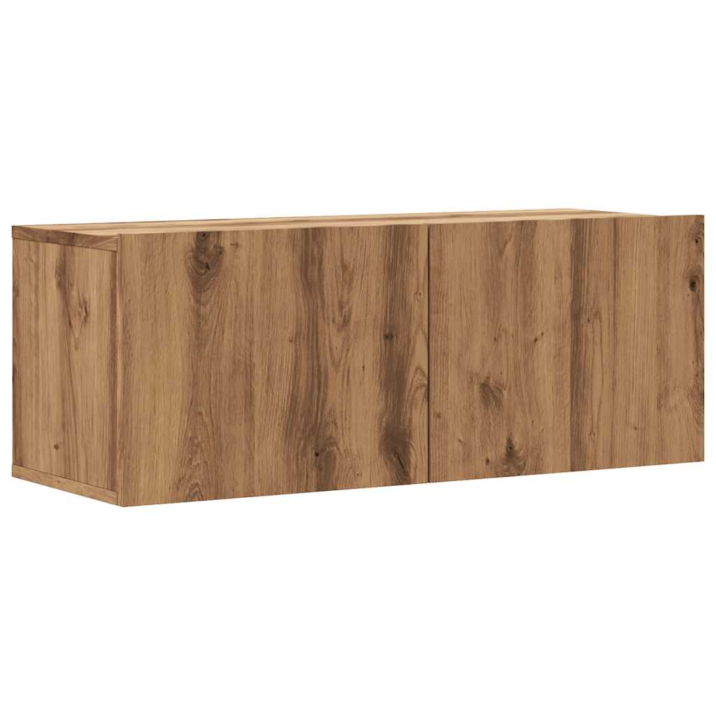 Dulap TV perete, stejar artizanal, 80x30x30 cm, lemn prelucrat GartenMobel Dekor
