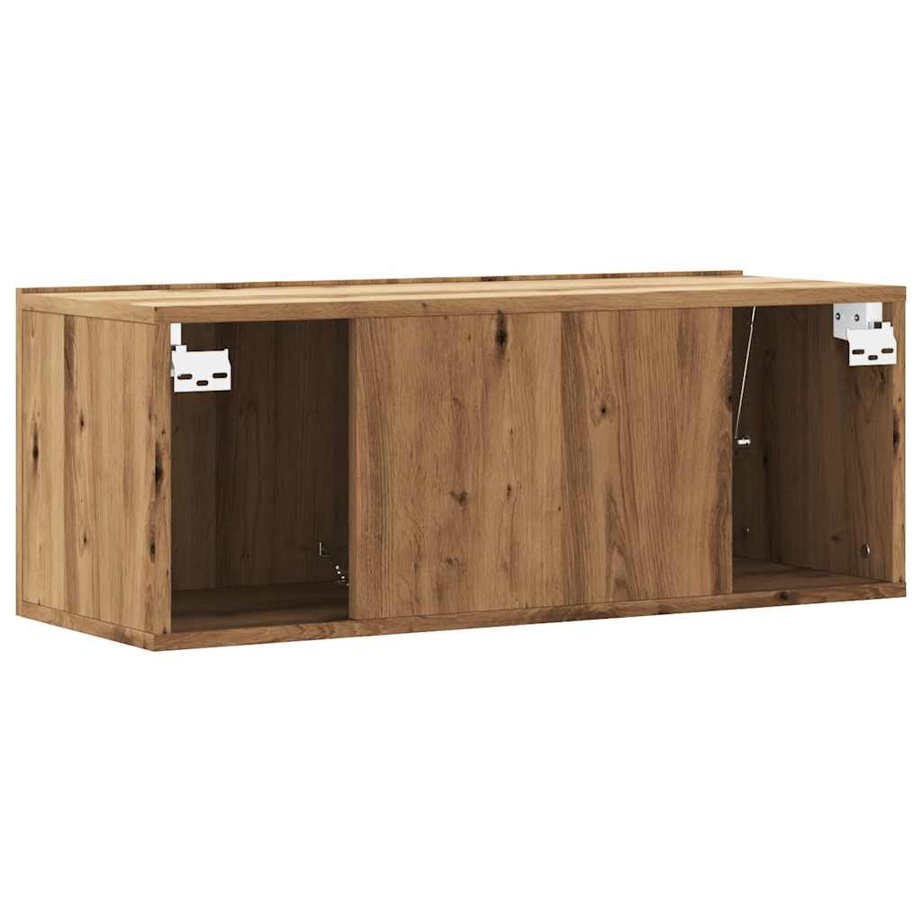 Dulap TV perete, stejar artizanal, 80x30x30 cm, lemn prelucrat GartenMobel Dekor