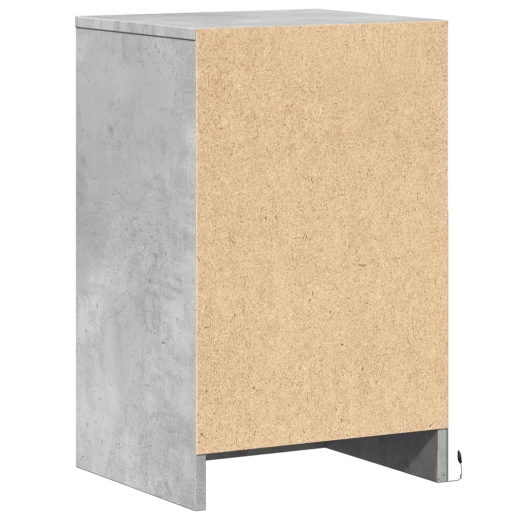 Noptieră cu lumini LED, gri beton, lemn prelucrat GartenMobel Dekor