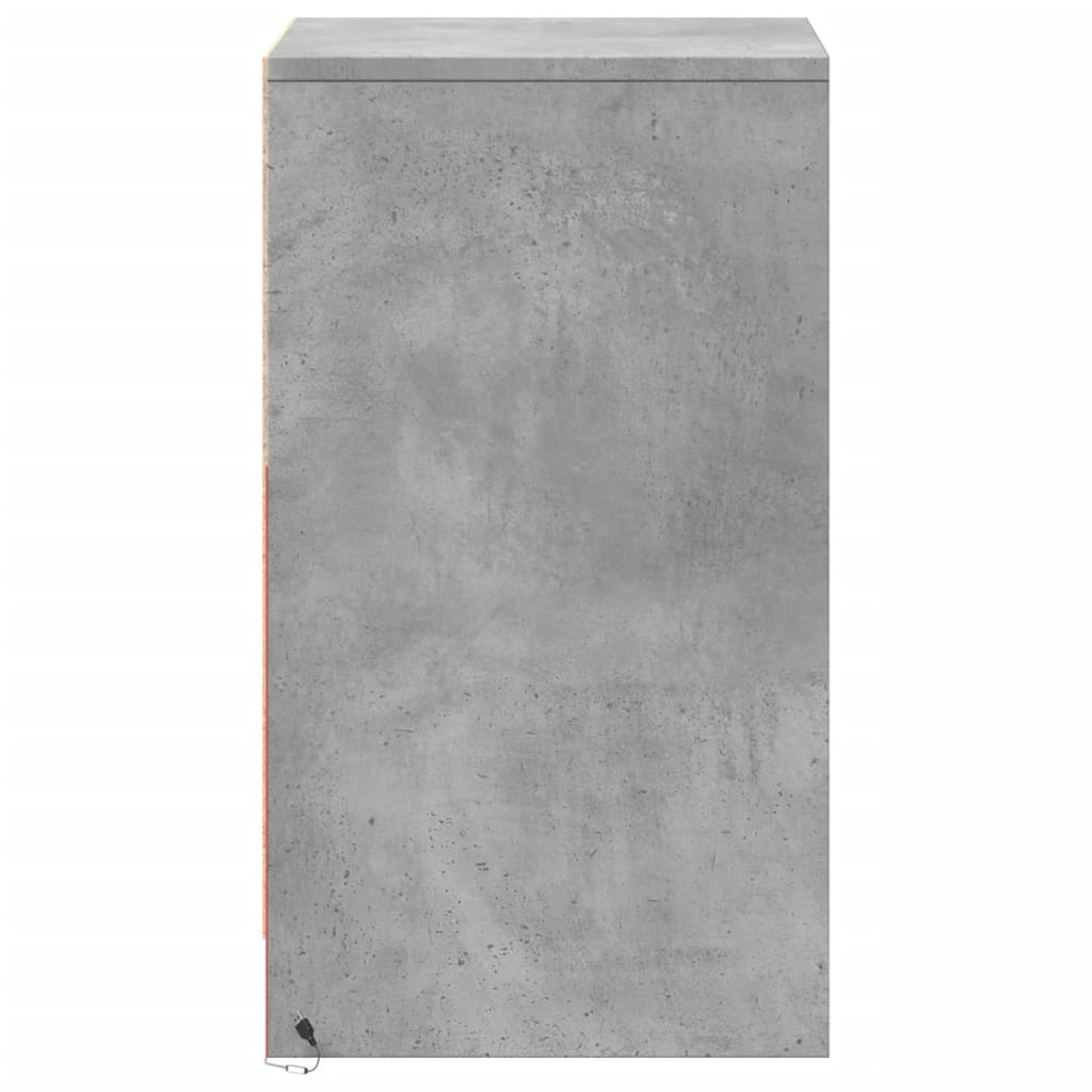 Noptieră cu lumini LED, gri beton, lemn prelucrat GartenMobel Dekor