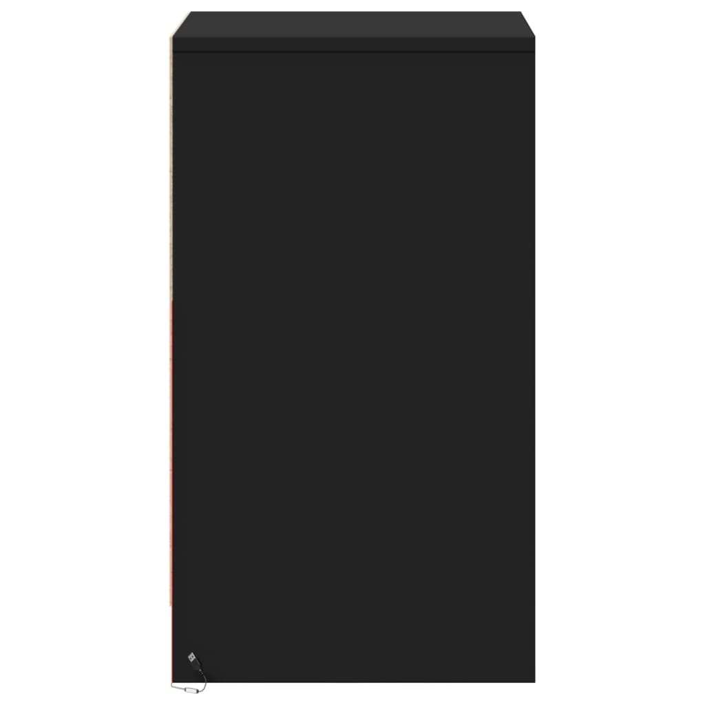 Noptieră cu lumini LED, negru, lemn prelucrat GartenMobel Dekor
