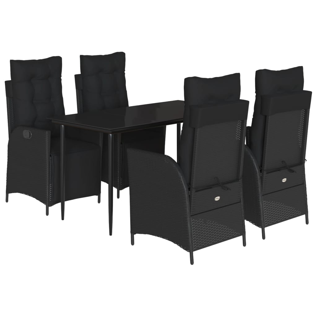 Set mobilier de grădină cu perne, 5 piese, negru, poliratan GartenMobel Dekor