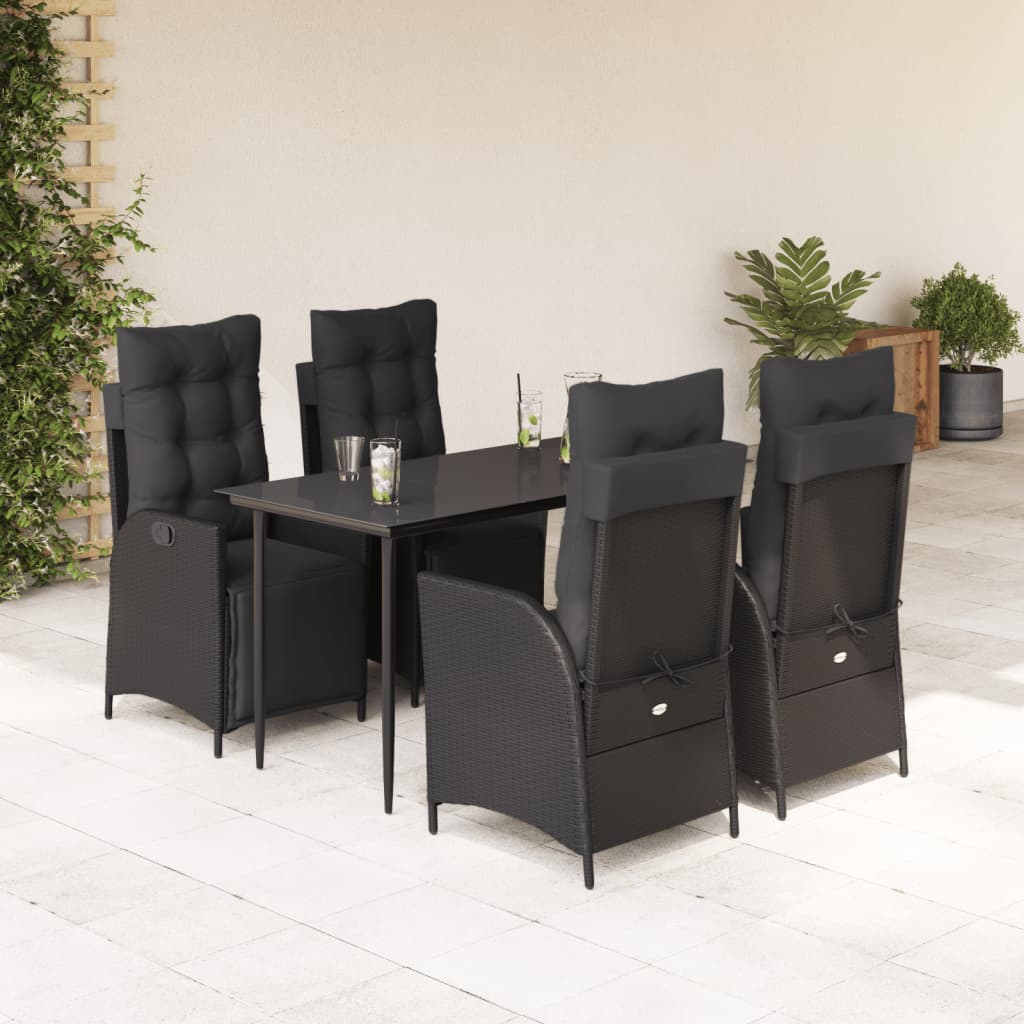 Set mobilier de grădină cu perne, 5 piese, negru, poliratan GartenMobel Dekor