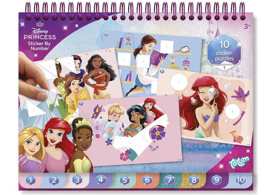 Carte de colorat & abtibilduri cu numere - Disney Princess PlayLearn Toys