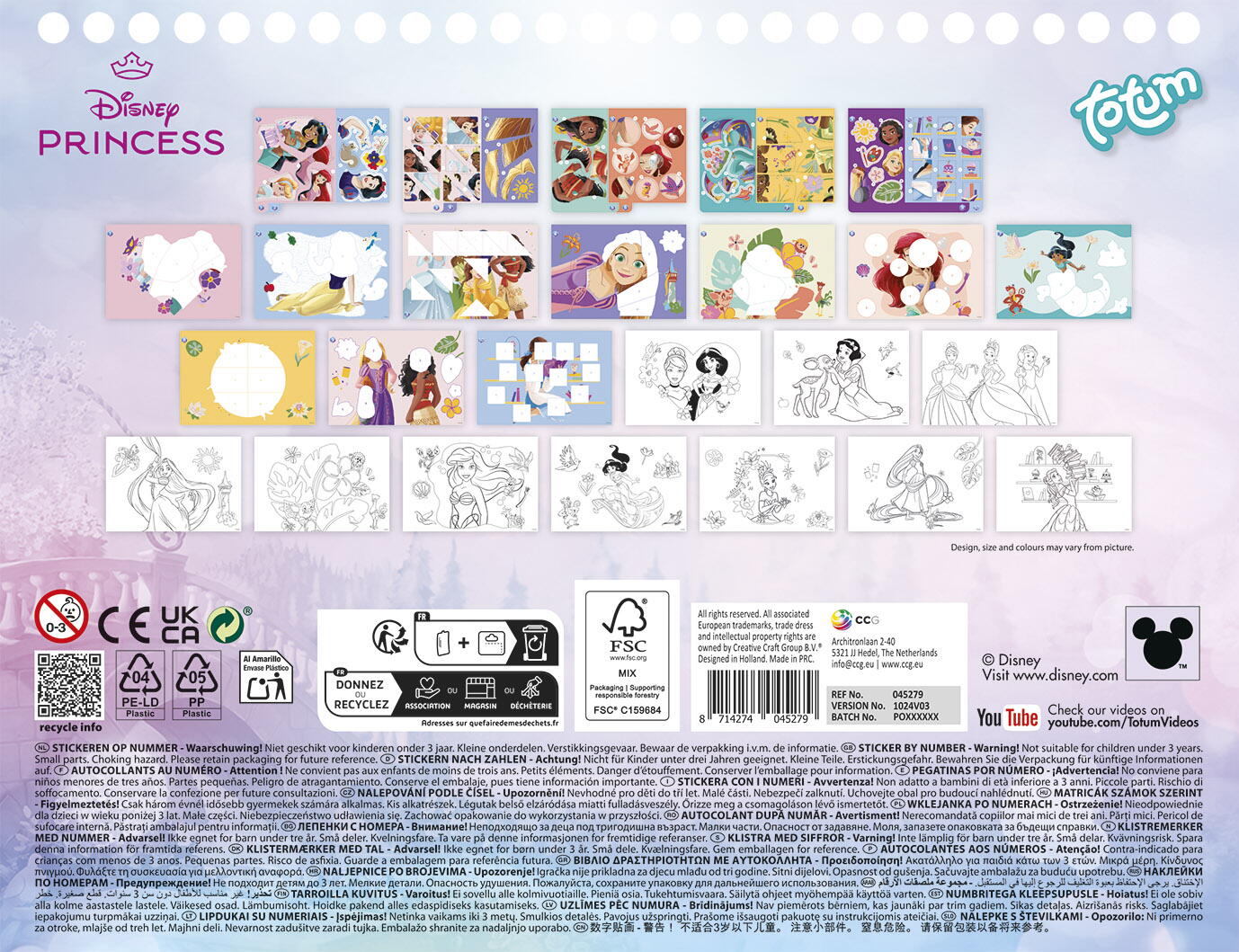 Carte de colorat & abtibilduri cu numere - Disney Princess PlayLearn Toys
