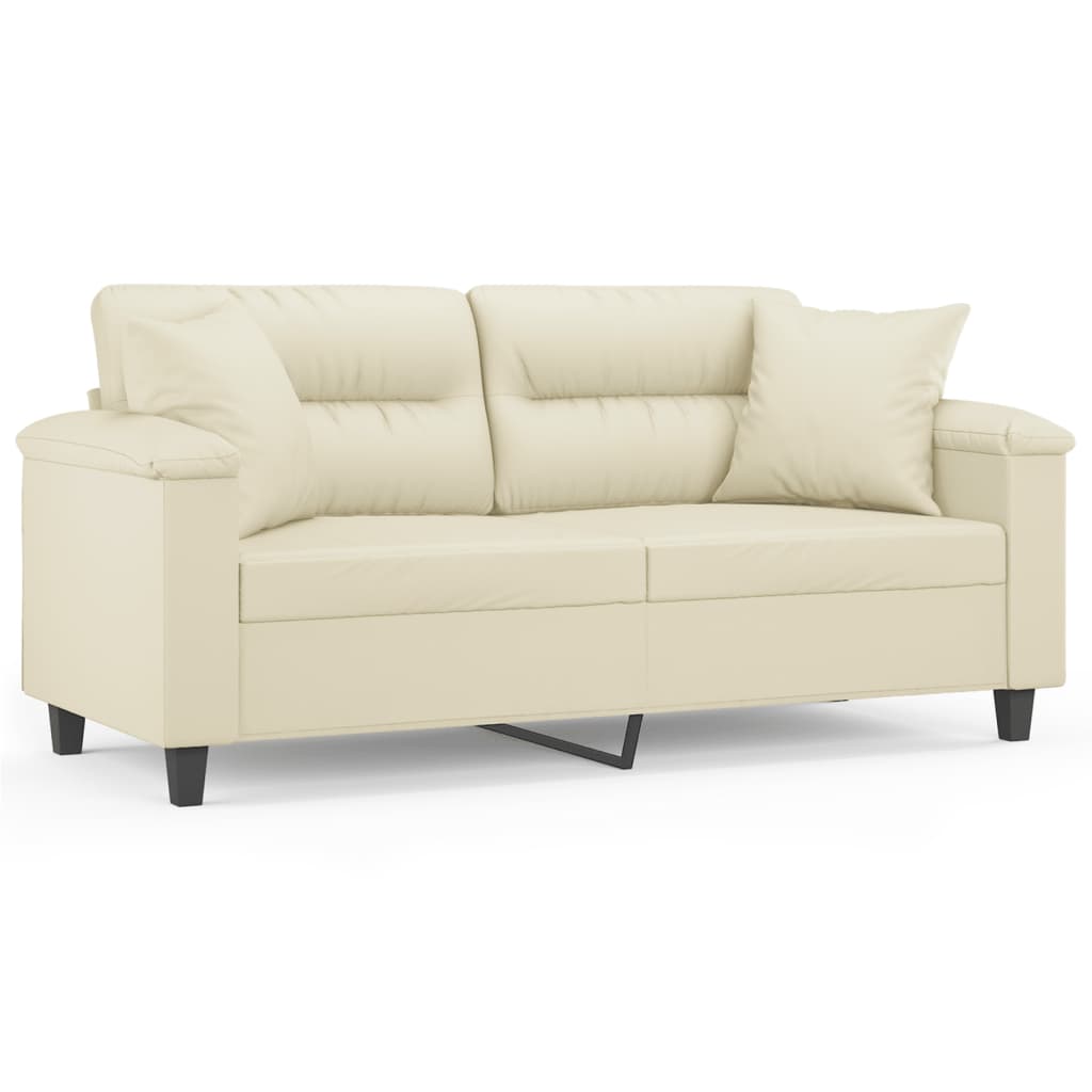 Canapea cu 2 locuri cu pernuțe, crem, 140 cm, piele ecologică GartenMobel Dekor