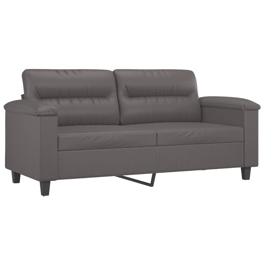 Canapea cu 2 locuri cu pernuțe, gri, 140 cm, piele ecologică GartenMobel Dekor