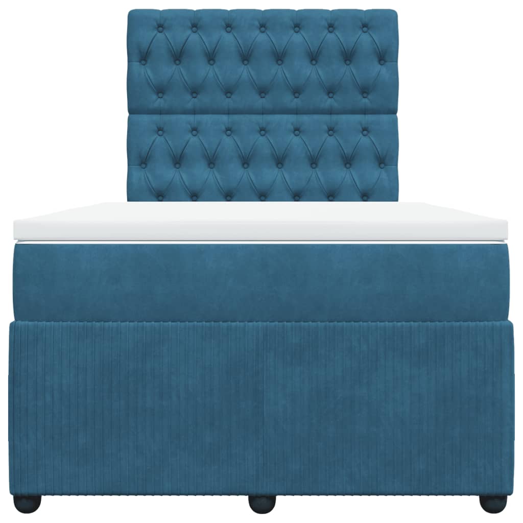 Pat box spring cu saltea, albastru, 120x200 cm, catifea GartenMobel Dekor