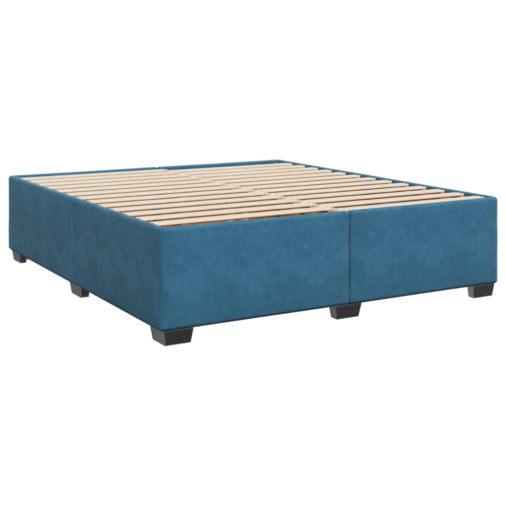 Pat box spring cu saltea, albastru, 200x200 cm, catifea GartenMobel Dekor