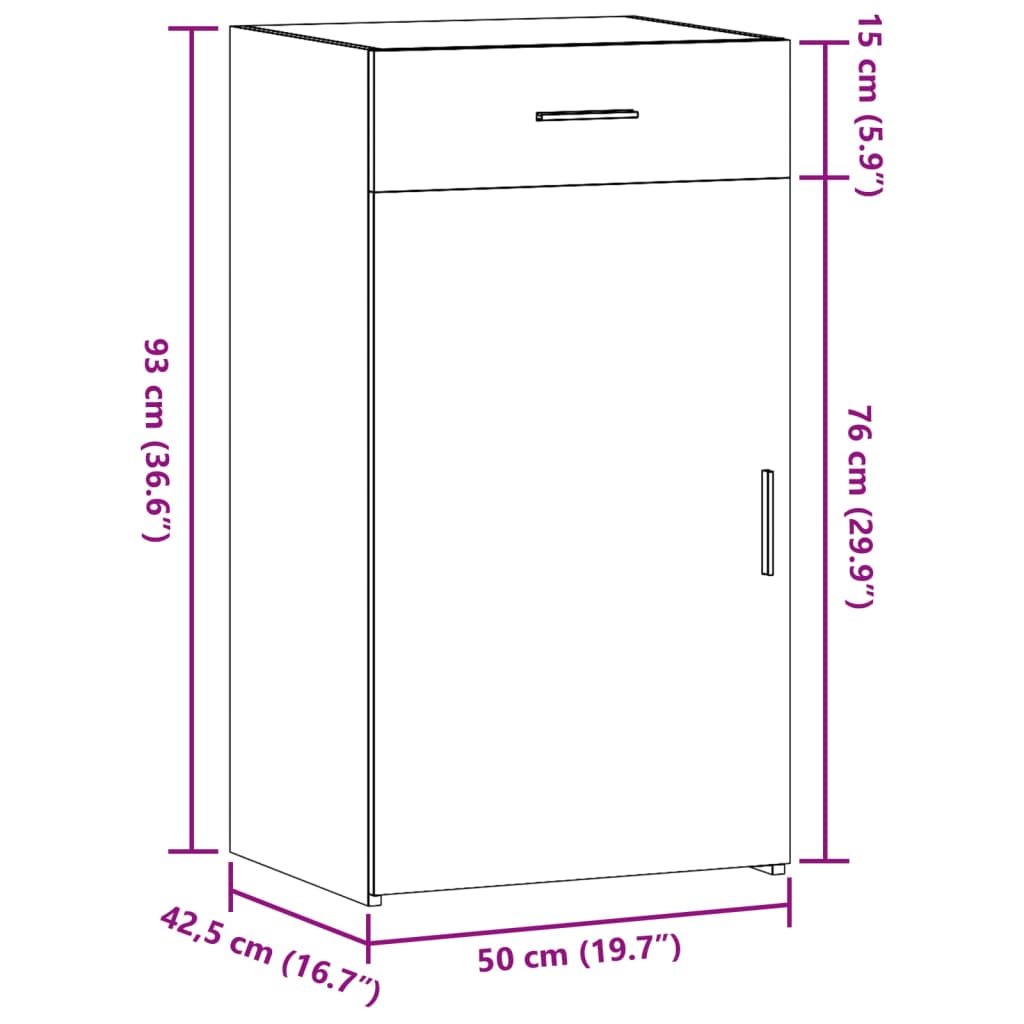 Dulap, negru, 50x42,5x93 cm, lemn prelucrat GartenMobel Dekor