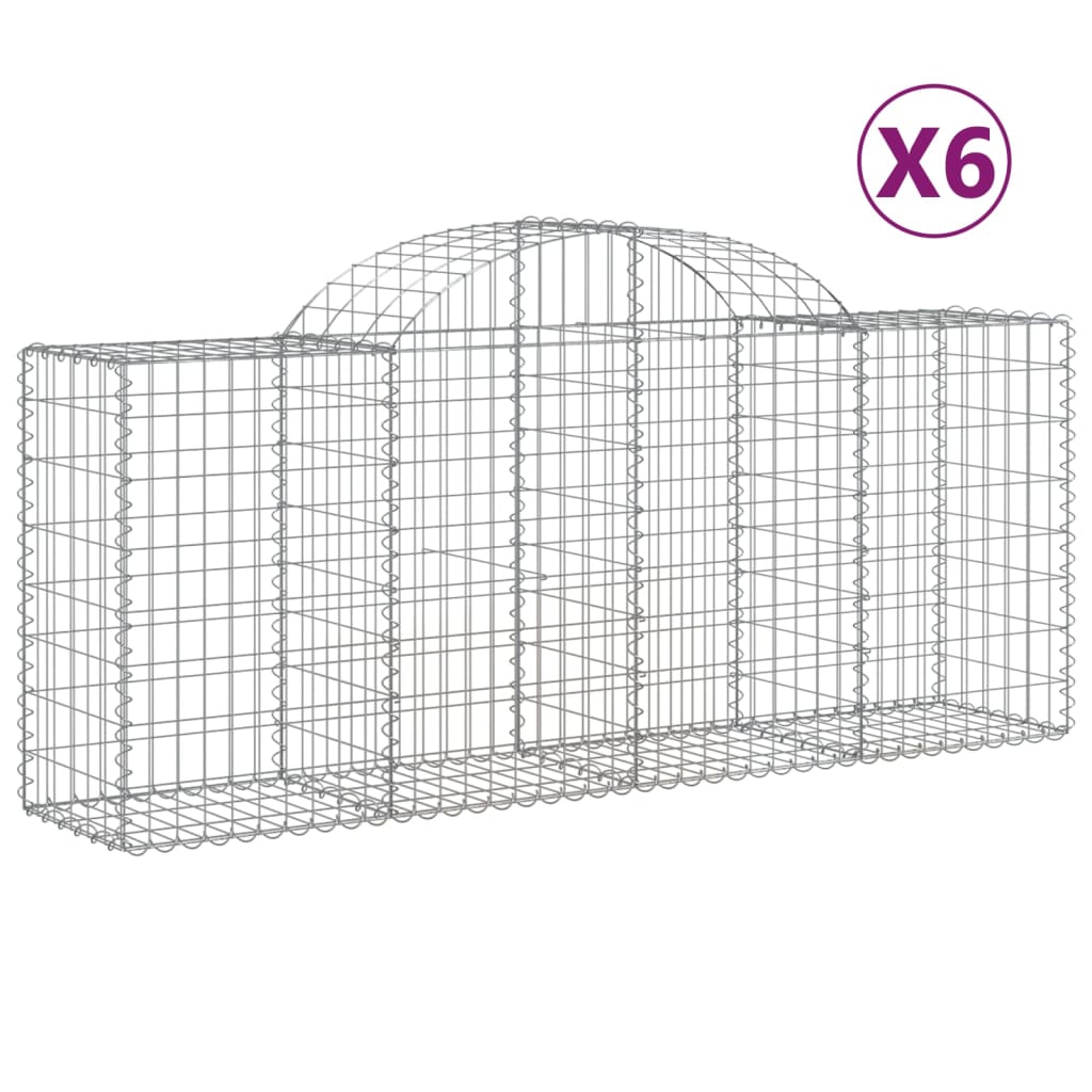 Coșuri gabion arcuite 6 buc, 200x50x80/100 cm, fier galvanizat GartenMobel Dekor
