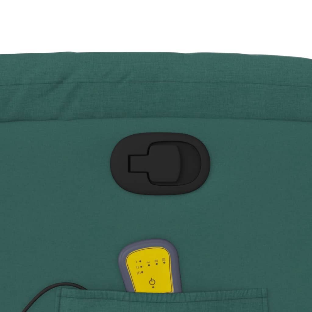 Fotoliu rabatabil de masaj, cu ridicare, verde închis, textil GartenMobel Dekor