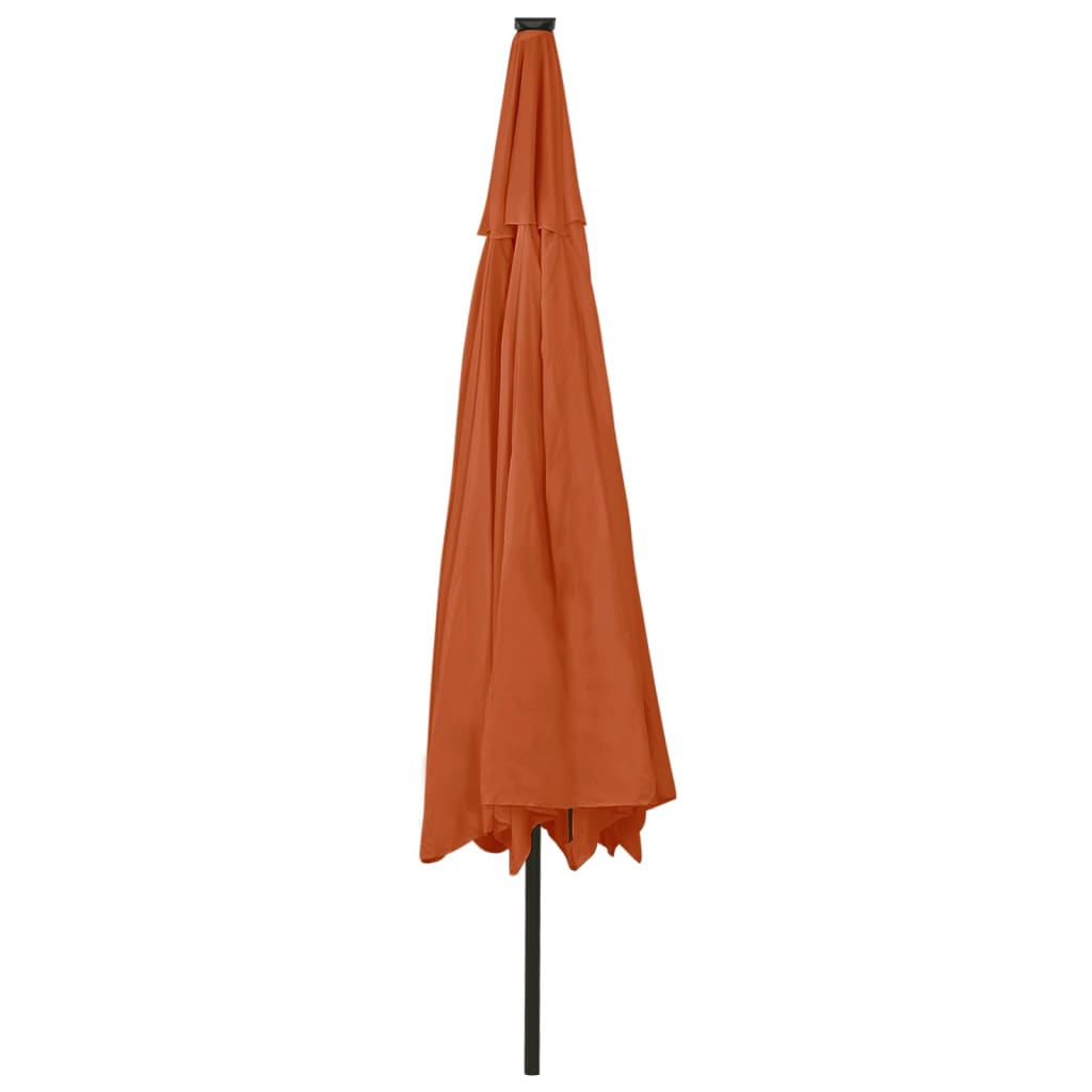 Umbrelă soare de grădină cu LED-uri, cărămiziu, 400 cm GartenMobel Dekor
