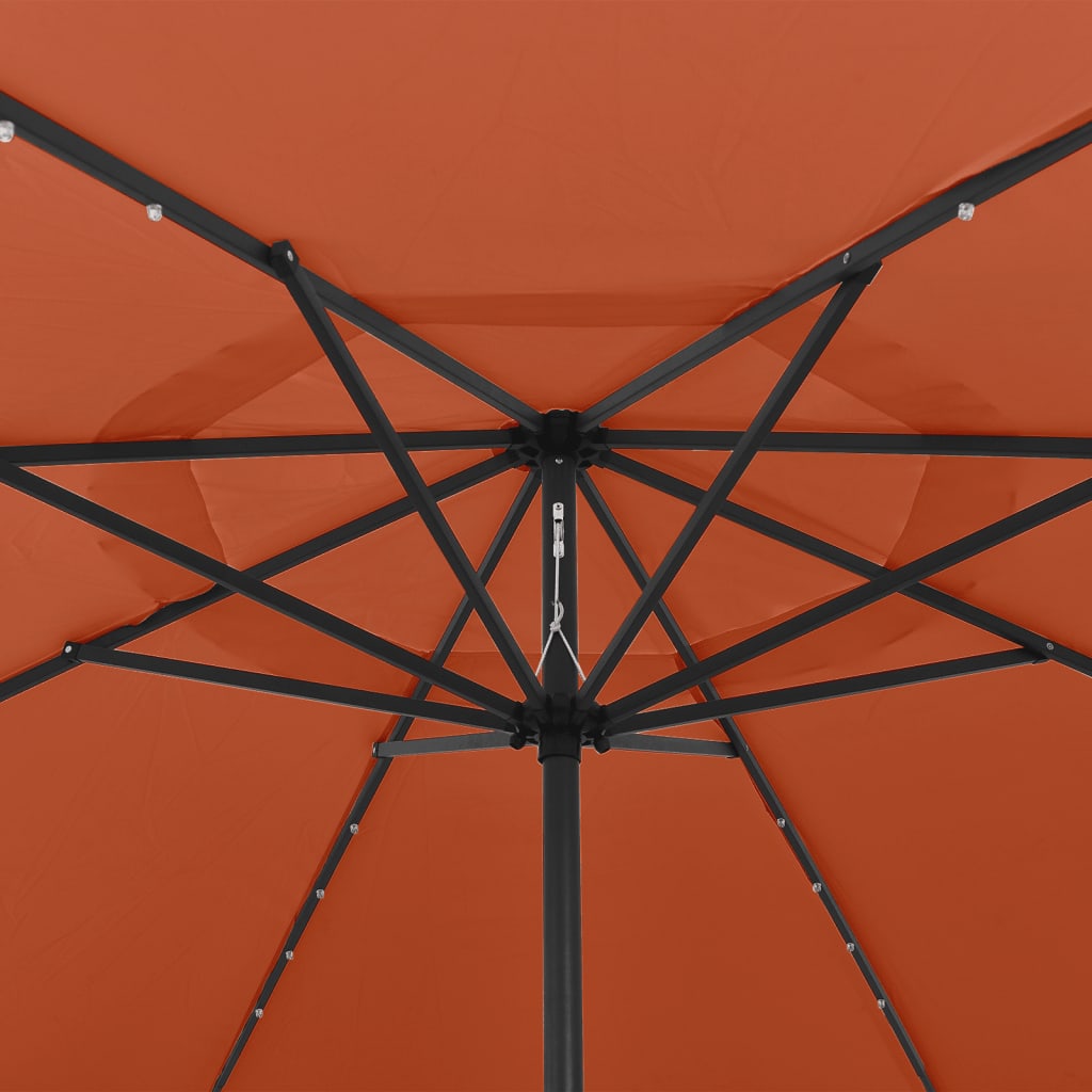 Umbrelă soare de grădină cu LED-uri, cărămiziu, 400 cm GartenMobel Dekor