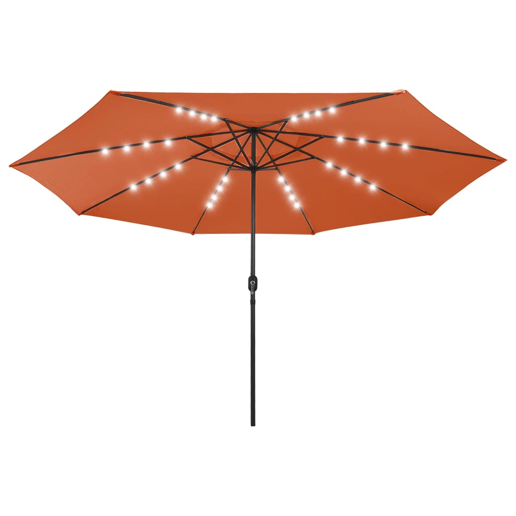 Umbrelă soare de grădină cu LED-uri, cărămiziu, 400 cm GartenMobel Dekor