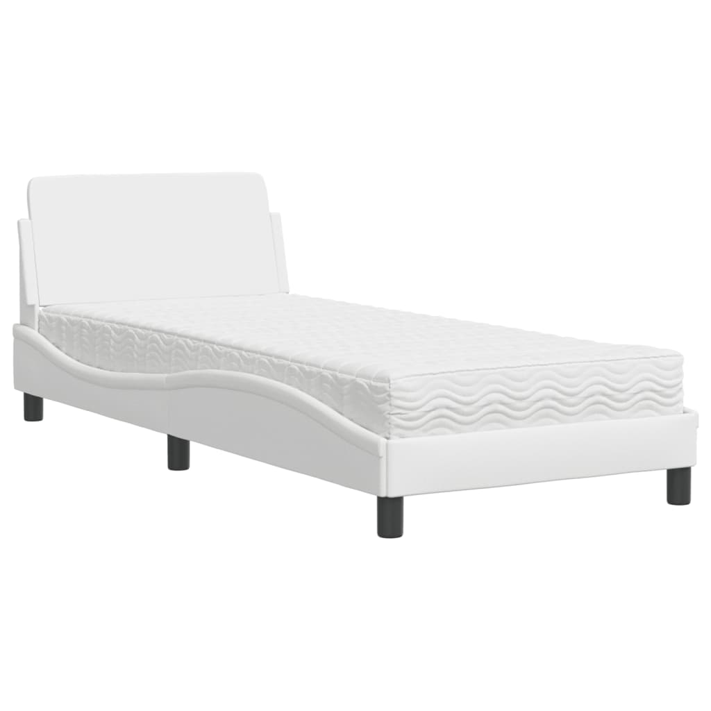 Pat cu saltea, alb, 80x200 cm, piele ecologică GartenMobel Dekor