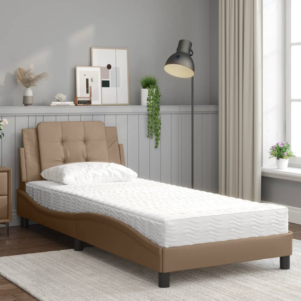 Pat cu saltea, cappuccino, 80x200 cm piele ecologică GartenMobel Dekor