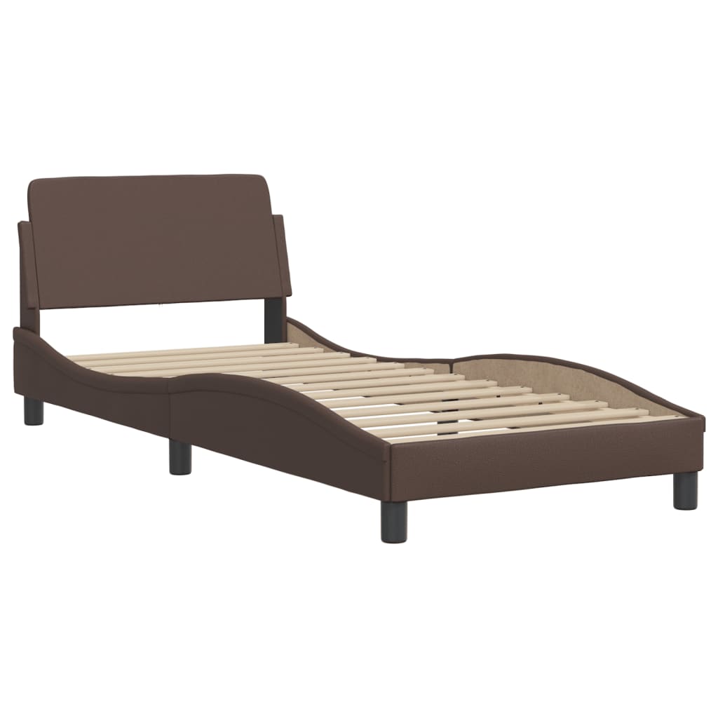 Pat cu saltea, maro, 80x200 cm, piele ecologică GartenMobel Dekor