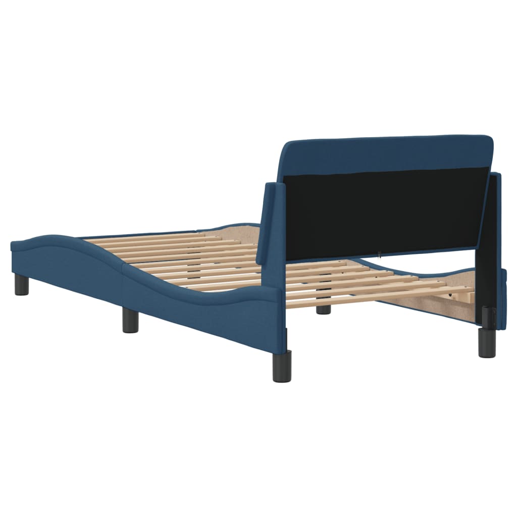Cadru de pat cu tăblie fără saltea, albastru, 80x200 cm, textil GartenMobel Dekor