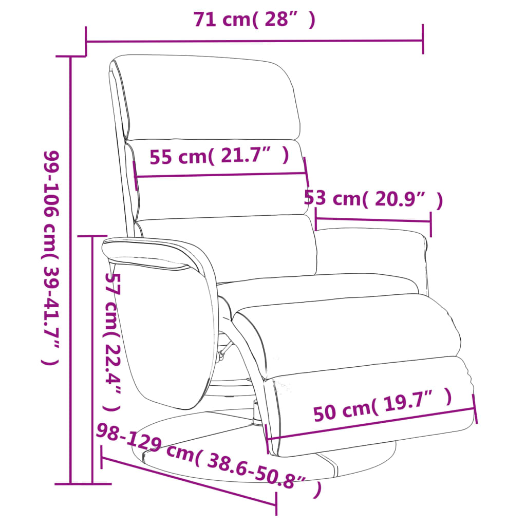 Fotoliu rabatabil cu suport de picioare, negru, piele ecologică GartenMobel Dekor